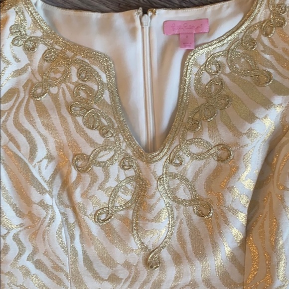 Lilly Pulitzer Gold Short Sleeve Dress - Picture 3 of 9